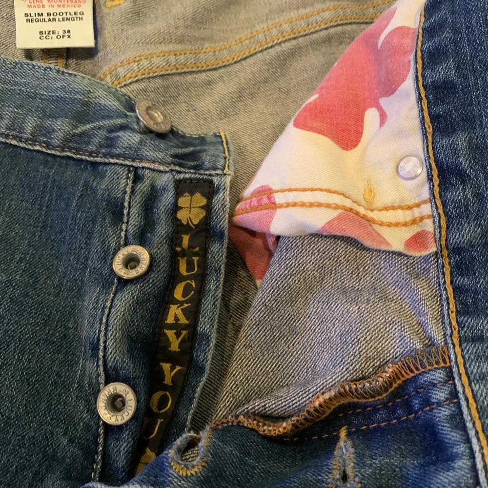 Men’s Lucky Jeans Distressed Medium Blue Wash Size 38x28